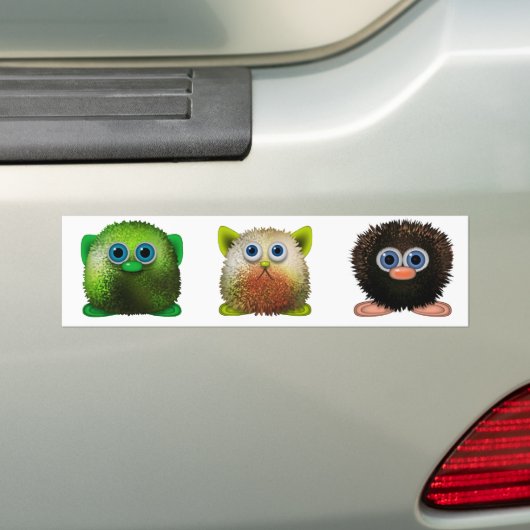Cute Fuzzy Cartoon Character Art voor All Bumpersticker (Op auto)