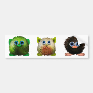 Cute Fuzzy Cartoon Character Art voor All Bumpersticker