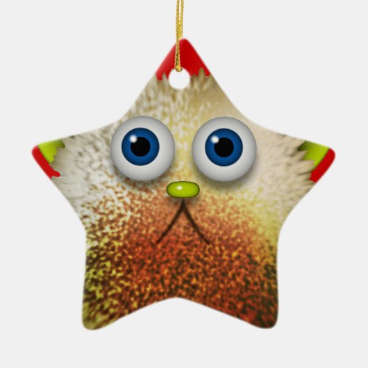 Cute Fuzzy Cartoon Character Art voor All Keramisch Ornament (Voorkant)