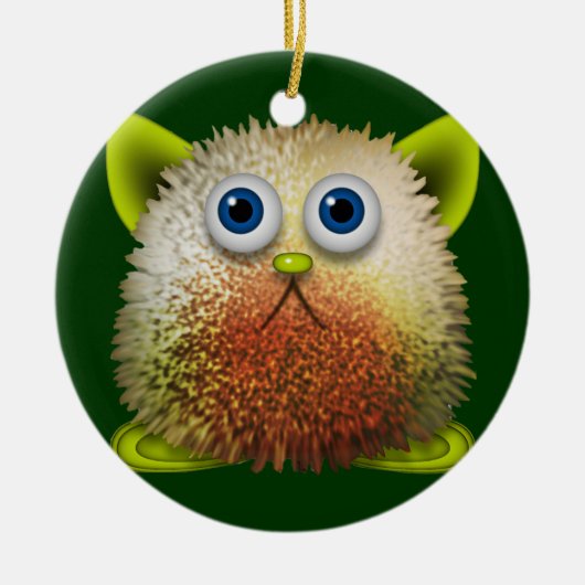 Cute Fuzzy Cartoon Character Art voor All Keramisch Ornament (Voorkant)