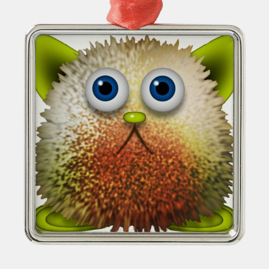 Cute Fuzzy Cartoon Character Art voor All Metalen Ornament (Voorkant)