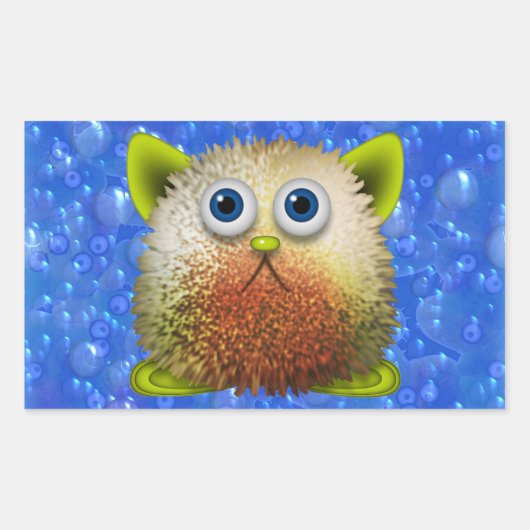 Cute Fuzzy Cartoon Character Art voor All Rechthoekige Sticker (Voorkant)