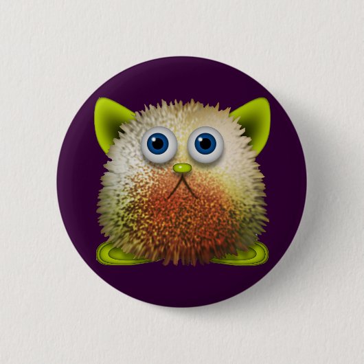 Cute Fuzzy Cartoon Character Art voor All Ronde Button 5,7 Cm (Voorkant)