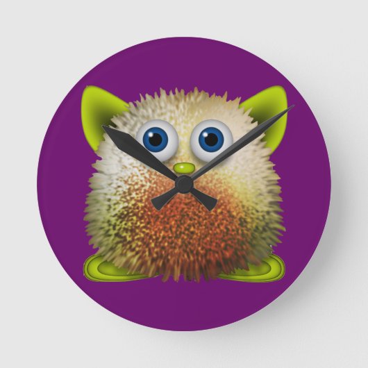 Cute Fuzzy Cartoon Character Art voor All Ronde Klok (Voorkant)
