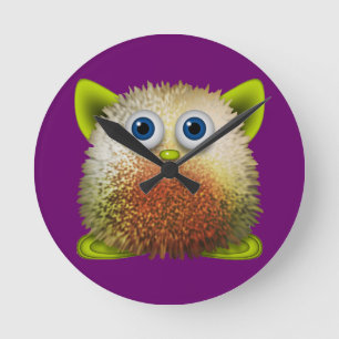 Cute Fuzzy Cartoon Character Art voor All Ronde Klok