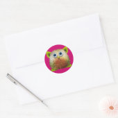 Cute Fuzzy Cartoon Character Art voor All Ronde Sticker (Envelop)