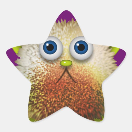 Cute Fuzzy Cartoon Character Art voor All Ster Sticker (Voorkant)