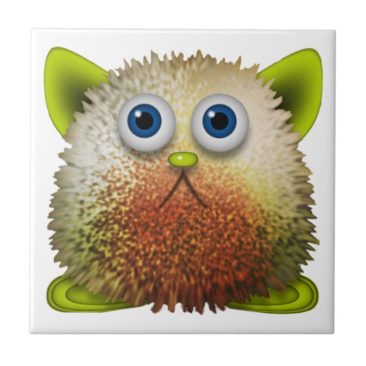 Cute Fuzzy Cartoon Character Art voor All Tegeltje (Voorkant)
