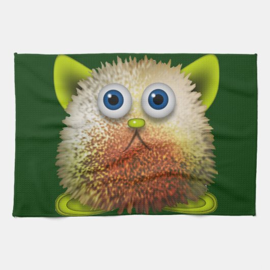 Cute Fuzzy Cartoon Character Art voor All Theedoek (Horizontaal)