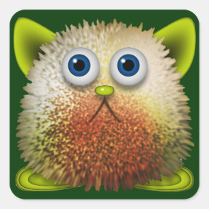 Cute Fuzzy Cartoon Character Art voor All Vierkante Sticker
