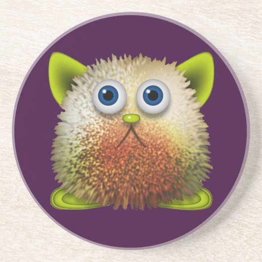 Cute Fuzzy Cartoon Character Art voor All Zandsteen Onderzetter (Voorkant)