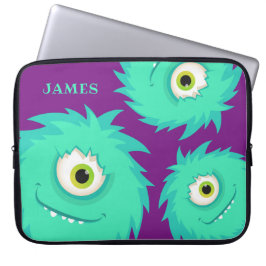 Cute Fuzzy Monster Paars Laptop Sleeve
