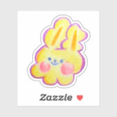 Cute fuzzy party yellow bunny sticker (Vel)