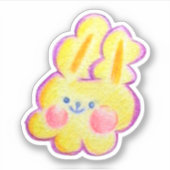 Cute fuzzy party yellow bunny sticker (Voorkant)