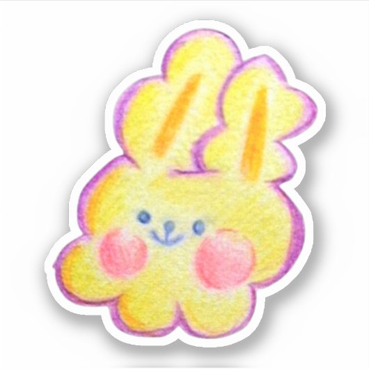 Cute fuzzy party yellow bunny sticker (Voorkant)