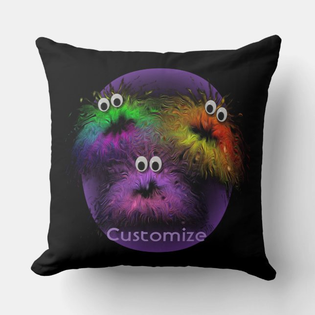 Cute Fuzzy Rainbow Critters Sierkussen 2 (Voorkant)
