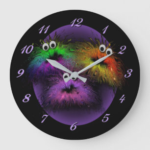 Cute Fuzzy Rainbow Critters Wall Clock Grote Klok