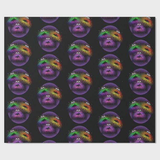 Cute Fuzzy Rainbow Critters Wrapping Paper Cadeaupapier (Vlak)