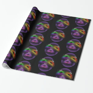 Cute Fuzzy Rainbow Critters Wrapping Paper Cadeaupapier