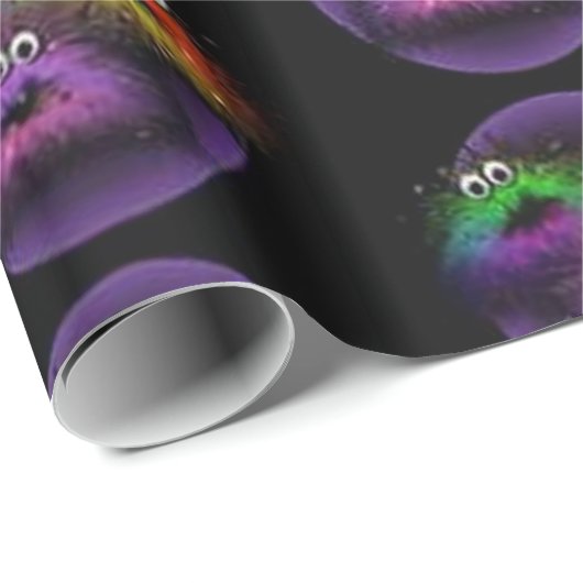 Cute Fuzzy Rainbow Critters Wrapping Paper Cadeaupapier (Rol Hoek)