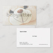 Cute Fuzzy Teddy Bear Babysitter Visitekaartje (Voorkant / Achterkant)