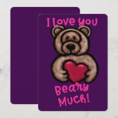 Cute Fuzzy Teddy Bear Valentijn Feestdagenkaart (Voorkant / Achterkant)