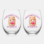 Cute Fuzzy Valentine  Wijnglas Zonder Voet (Voorkant)