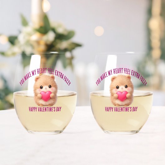 Cute Fuzzy Valentine  Wijnglas Zonder Voet (Insitu (Huwelijk))