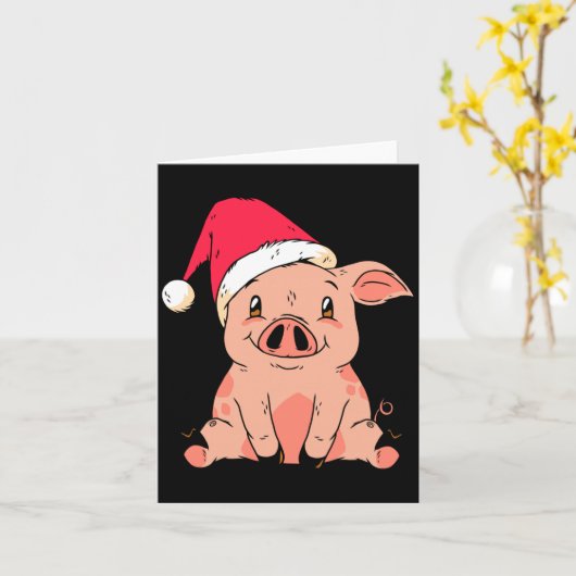 Cute G With Santa Claus Hat Christmas Long Sleeve Kaart (Gele Bloem)