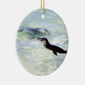 Cute Galapagos pinguin zwemmen Keramisch Ornament (Rechts)