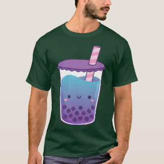Cute Galaxy Butterfly Pea Flower Boba Tea Doodle T-shirt