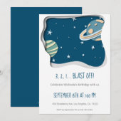 Cute Galaxy met Planets First Birthday Kaart (Voorkant / Achterkant)