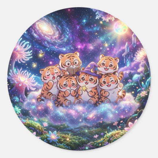 Cute Galaxy Tijger Vrienden Sticker (Voorkant)