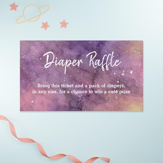 Cute Galaxy Waterverf Baby shower Diaper Raffle Informatiekaartje