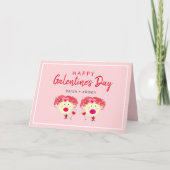 Cute Galentine's Day BFF roze roodhartsmeisjes Feestdagen Kaart (Voorkant)