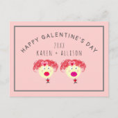 Cute Galentines Day Friend roze Hearts Name Briefkaart (Voorkant)