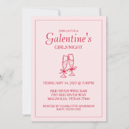 Cute Galentine's Day XOXO Pink Red Feestdagenkaart