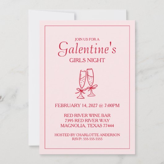 Cute Galentine's Day XOXO Pink Red Feestdagenkaart (Voorkant)