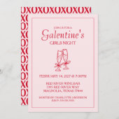 Cute Galentine's Day XOXO Pink Red Feestdagenkaart (Voorkant / Achterkant)