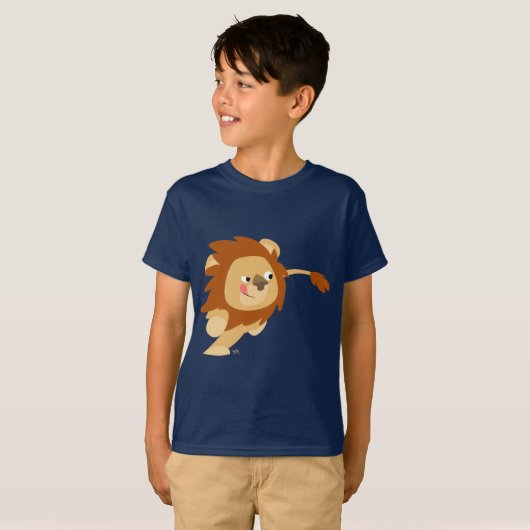 Cute Galloping Cartoon Lion Children T-Shirt (Voorkant volledig)
