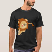 Cute Galloping Cartoon Lion T-Shirt (Voorkant)