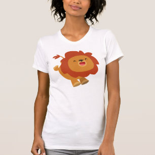 Cute Gamboling Cartoon Leeuw Vrouwen T-Shirt