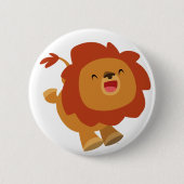 Cute Gamboling Cartoon Lion Button Badge (Voorkant)