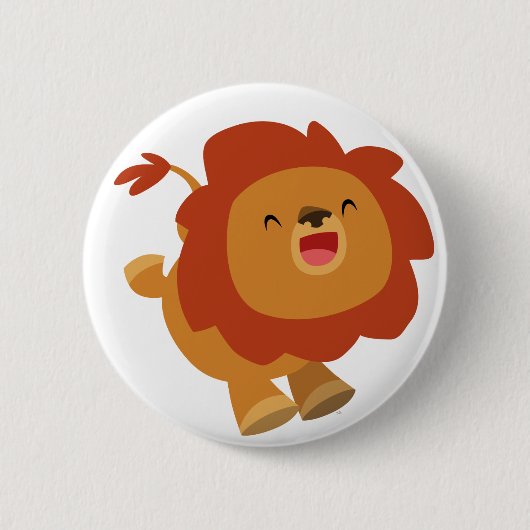 Cute Gamboling Cartoon Lion Button Badge (Voorkant)