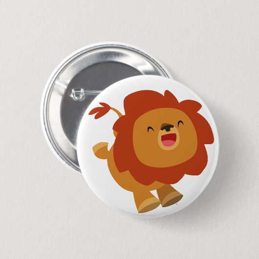 Cute Gamboling Cartoon Lion Button Badge (Voorkant /achterkant)