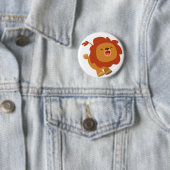 Cute Gamboling Cartoon Lion Button Badge (In situ)