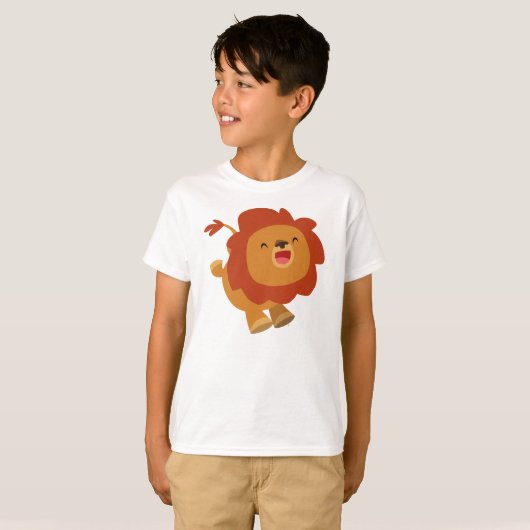 Cute Gamboling Cartoon Lion Children T-Shirt (Voorkant volledig)