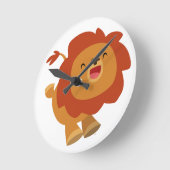 Cute Gamboling Cartoon Lion Clock Ronde Klok (Hoek)