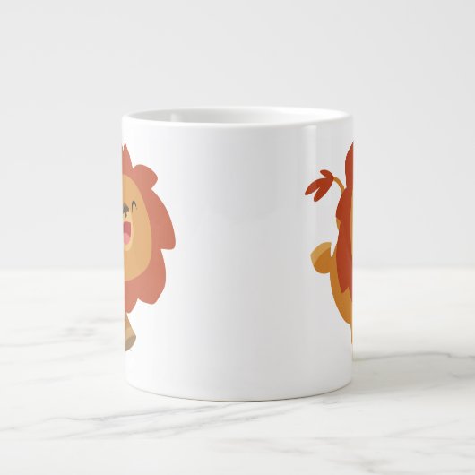 Cute Gamboling Cartoon Lion Jumbo Mok (Voorkant)