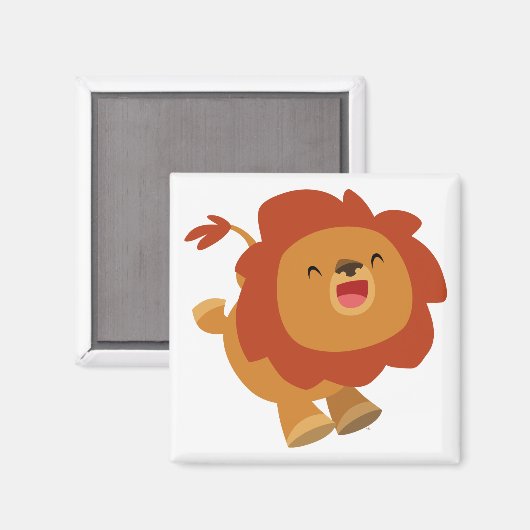 Cute Gamboling Cartoon Lion Magnet (Voorkant / Achterkant)